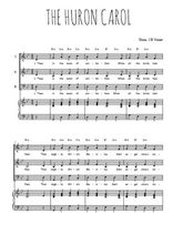 Téléchargez l'arrangement de la partition de The Huron carol en PDF pour trois voix mixtes et piano