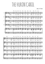 Téléchargez l'arrangement de la partition de The Huron carol en PDF pour 4 voix mixtes et piano