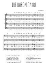 Téléchargez l'arrangement de la partition de The Huron carol en PDF à quatre voix SATB