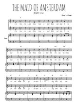 Téléchargez l'arrangement de la partition de The maid of Amsterdam en PDF pour deux voix égales et piano