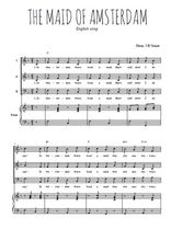 Téléchargez l'arrangement de la partition de The maid of Amsterdam en PDF pour trois voix mixtes et piano