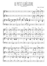 Téléchargez l'arrangement de la partition de Le petit Grégoire en PDF pour deux voix égales et piano