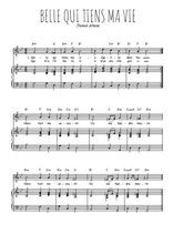 Téléchargez l'arrangement de la partition de Thoinot-Arbeau-Belle-qui-tiens-ma-vie en PDF pour Chant et piano