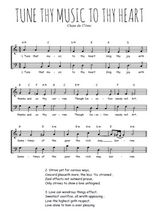 Téléchargez l'arrangement de la partition de Traditionnel-Tune-thy-music-to-thy-heart en PDF à deux voix