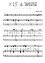 Téléchargez l'arrangement de la partition de My Darling Clementine en PDF pour deux voix égales et piano