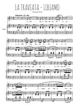Téléchargez l'arrangement de la partition de Giuseppe-Verdi-Libiamo en PDF pour Chant et piano