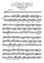 Téléchargez l'arrangement de la partition de Giuseppe-Verdi-La-donna-e-mobile en PDF pour Chant et piano