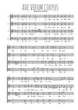 Téléchargez l'arrangement de la partition de Ave Verum Corpus en PDF à quatre voix SATB