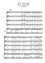 Téléchargez la partition de Ave Verum en PDF pour 4 voix SATB et piano