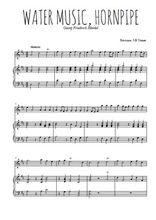 Téléchargez l'arrangement de la partition de handel-water-music-hornpipe en PDF pour Mélodie et piano