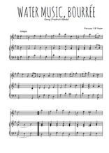 Téléchargez la partition de Water music, Bourrée en PDF pour Mélodie et piano