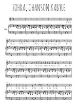 Téléchargez la partition de Zohra, Chanson Kabyle en francais en PDF pour Chant et piano