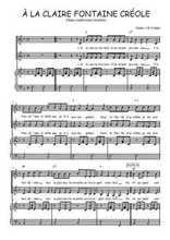 Téléchargez l'arrangement de la partition de A la claire fontaine créole en PDF pour deux voix égales et piano