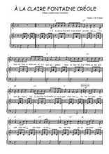 Téléchargez la partition de A la claire fontaine créole en PDF pour Chant et piano