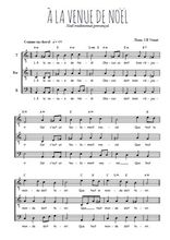 Téléchargez l'arrangement de la partition de Traditionnel-A-la-venue-de-Noel en PDF pour trois voix d'hommes
