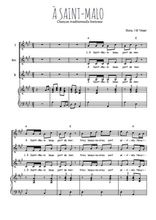 Téléchargez l'arrangement de la partition de A Saint-Malo en PDF pour trois voix d'hommes et piano