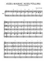 Téléchargez l'arrangement de la partition de Adieu madras, adieu foulard en PDF pour trois voix mixtes et piano