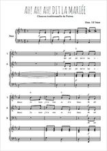 Téléchargez l'arrangement de la partition de Ah! ah! ah! dit la mariée en PDF pour trois voix mixtes et piano