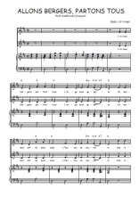 Téléchargez l'arrangement de la partition de Allons bergers, partons tous en PDF pour deux voix égales et piano