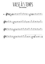 Téléchargez l'arrangement de la partition en Sib de la musique Valse à 5 temps en PDF