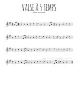 Téléchargez l'arrangement de la partition pour sax en Mib de la musique Valse à 5 temps en PDF