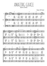 Téléchargez l'arrangement de la partition de hymne-chretien-amazing-grace en PDF pour trois voix d'hommes