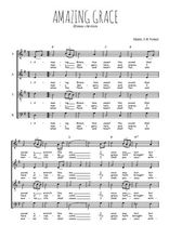Téléchargez l'arrangement de la partition de hymne-chretien-amazing-grace en PDF à quatre voix