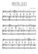 Téléchargez l'arrangement de la partition de hymne-chretien-amazing-grace en PDF pour Chant et piano