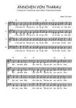 Téléchargez l'arrangement de la partition de Traditionnel-Annchen-von-Tharau en PDF à quatre voix
