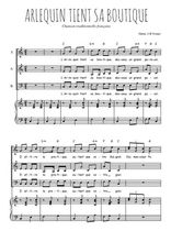 Téléchargez l'arrangement de la partition de Arlequin tient sa boutique en PDF pour trois voix mixtes et piano