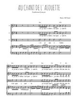 Téléchargez l'arrangement de la partition de Au chant de l'alouette en PDF pour trois voix mixtes et piano