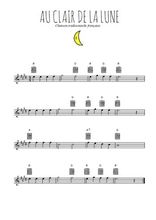 Téléchargez l'arrangement de la partition pour sax en Mib de la musique Au clair de la Lune en PDF