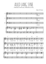 Téléchargez l'arrangement de la partition de Auld Lang Syne en PDF pour trois voix mixtes et piano