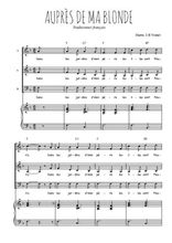 Téléchargez l'arrangement de la partition de Auprès de ma blonde en PDF pour trois voix mixtes et piano