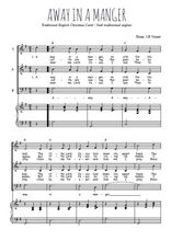 Téléchargez l'arrangement de la partition de Away in a manger en PDF pour trois voix mixtes et piano
