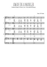 Téléchargez l'arrangement de la partition de Away in a manger en PDF pour 4 voix mixtes et piano