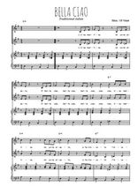 Téléchargez l'arrangement de la partition de Bella ciao en PDF pour deux voix égales et piano