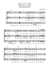 Téléchargez l'arrangement de la partition de Bella ciao en PDF pour trois voix mixtes et piano