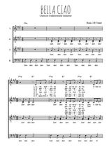 Téléchargez l'arrangement de la partition de Bella ciao en PDF à quatre voix SATB