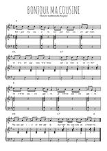 Téléchargez l'arrangement de la partition de bonjour-ma-cousine en PDF pour Chant et piano