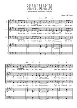 Téléchargez l'arrangement de la partition de Brave marin en PDF pour trois voix mixtes et piano