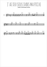 Téléchargez la partition de la musique J'ai dix sous dans ma poche en PDF, pour flûte traversière