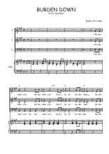 Téléchargez l'arrangement de la partition de Burden down en PDF pour trois voix mixtes et piano