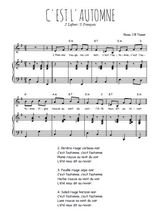 Téléchargez la partition de C'est l'automne en PDF pour Chant et piano