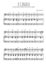Téléchargez la partition de O Canada en PDF pour Chant et piano
