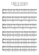 Téléchargez l'arrangement de la partition de Mykola-Dmytrovych-Leontovych-Carol-of-the-bells en PDF à deux voix