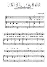 Téléchargez l'arrangement de la partition de ce-n-est-qu-un-au-revoir en PDF pour Chant et piano