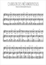 Téléchargez l'arrangement de la partition de chanson-des-metamorphoses en PDF pour Chant et piano