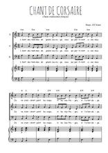 Téléchargez l'arrangement de la partition de Chant de corsaires en PDF pour trois voix mixtes et piano