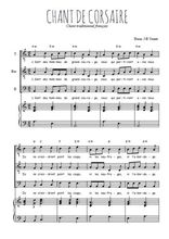 Téléchargez l'arrangement de la partition de Chant de corsaires en PDF pour trois voix d'hommes et piano